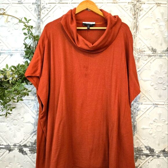 Eloquii Elements Sweaters Mock Neck Tunic Sweater Plus Sz 22/24 Rust Orange - Picture 2 of 13